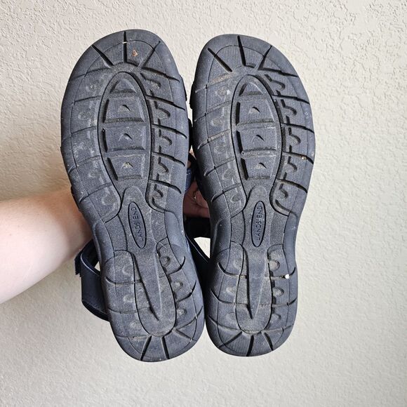 Lands End Womens Strappy Sandals Size 11B Blue Black Adjustable - Picture 3 of 6